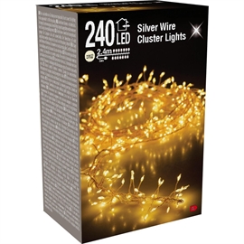 LED Cluster Lyskæde Silverwire 2,4 m 240 LED - Varm Hvid