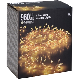 LED Cluster Lyskæde Silverwire 9,6 m 960 LED - Varm Hvid