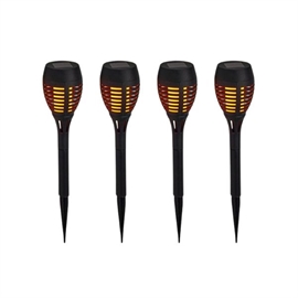 Pro Garden LED solcelle-havefakler med naturtro flammeeffekt, H: 37,5 cm, sæt med 4 stk.