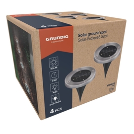 Grundig solcelle jordspot 4-pak – 4 LED havebelysning i sølv