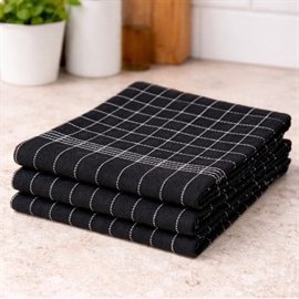 3-Pak Køkkenviskestykker i Bomuld 50x70 cm, Sort