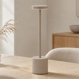Trådløs bordlampe 34 cm med touch og dæmper, lysebrun