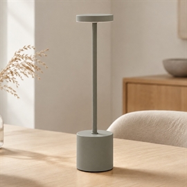 Trådløs bordlampe 34 cm med touch og dæmper, lysebrun
