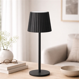 Trådløs bordlampe med touch og dæmper, H: 27 cm, sort