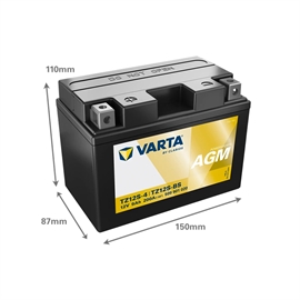 Varta Powersports AGM 509 901 020 MC batteri 12 volt 9Ah (+pol venstre)
