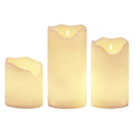 Udendørs LED bloklys-sæt i 3-pak – hvid, H: 19/29/39 cm